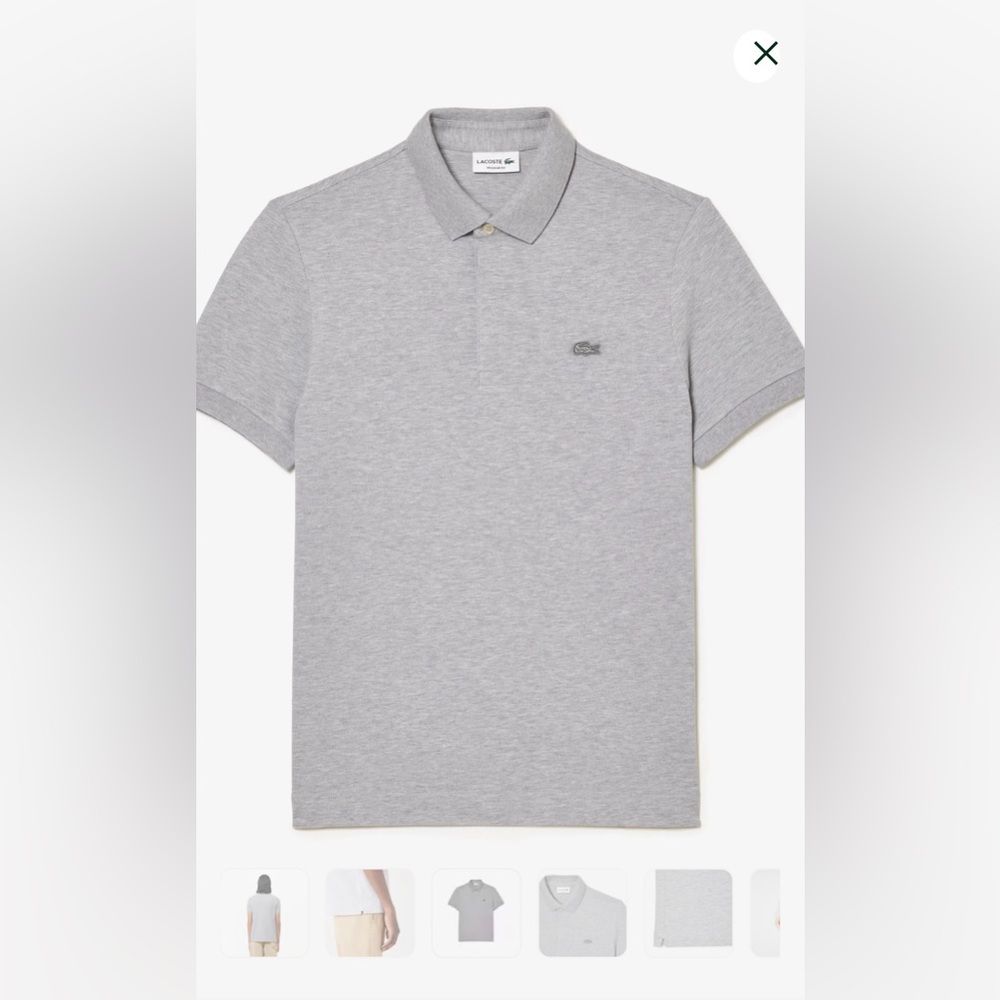 LACOSTE MEN SMART PARIS STRETCH COTTON POLO SIZE 3 SMALL REGULAR FIT GRAY GREY